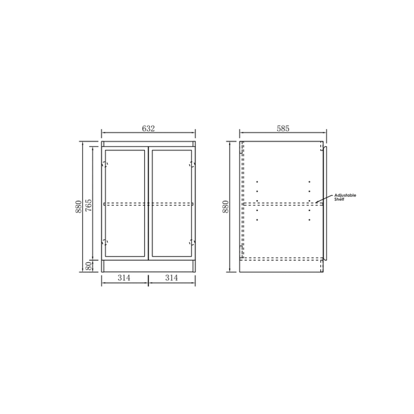 Otti Hampshire White Base Laundry Cabinet With 1300Mm Natural Carrara Marble Top