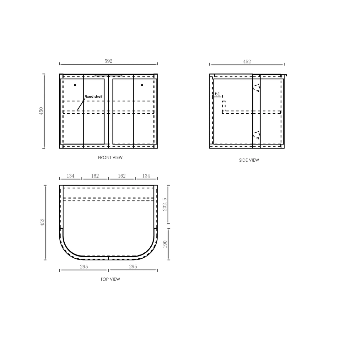 Otti Hampshire Satin White Vanity 600X460X450 Wall Hung Cabinet