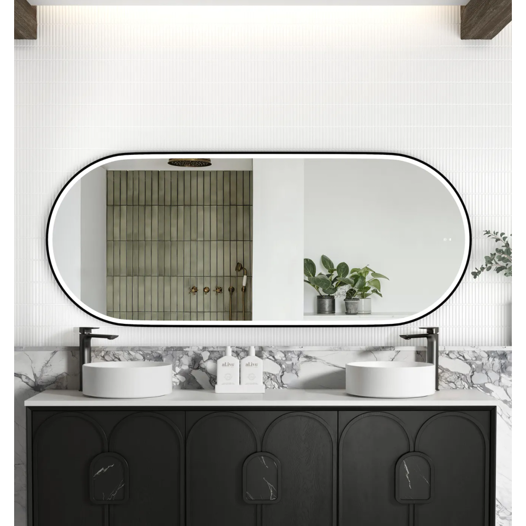 Otti Led Noosa 1800X750 Black Metal Frame Mirror