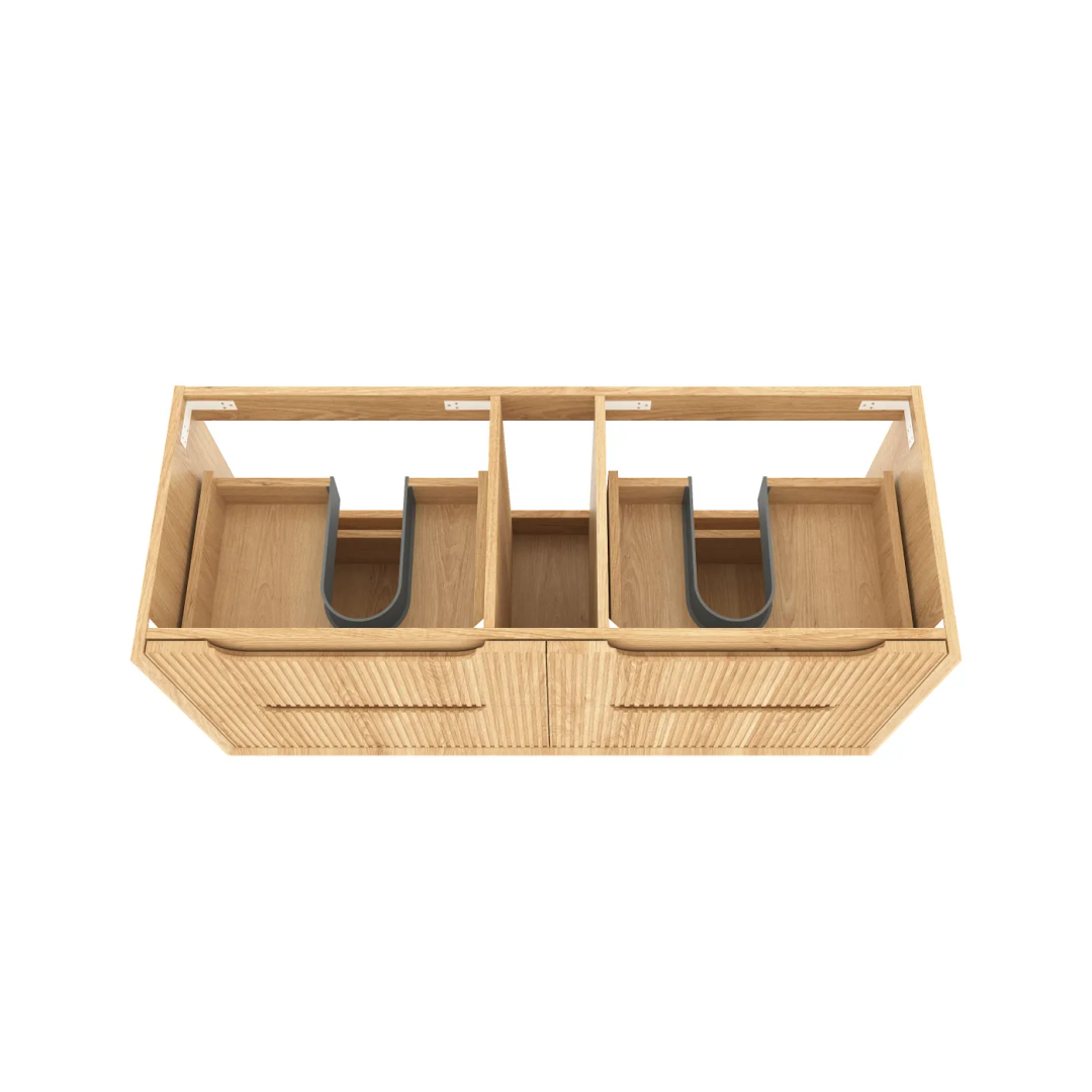 Otti Byron Fluted 1200 Woodland Oak Wall Hung Cabinet Only With 4 Drawers