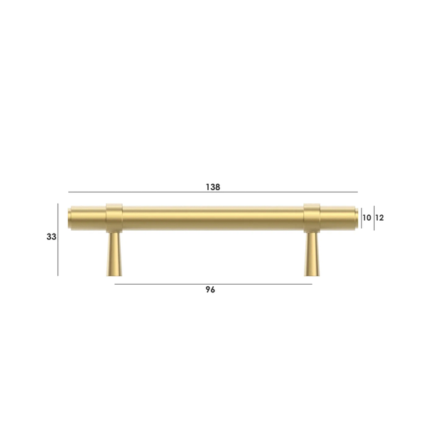 Otti Astor - 96/138Mm Brushed Brass Handle (96Mm Hole To Hole ; 138Mm Total Length)