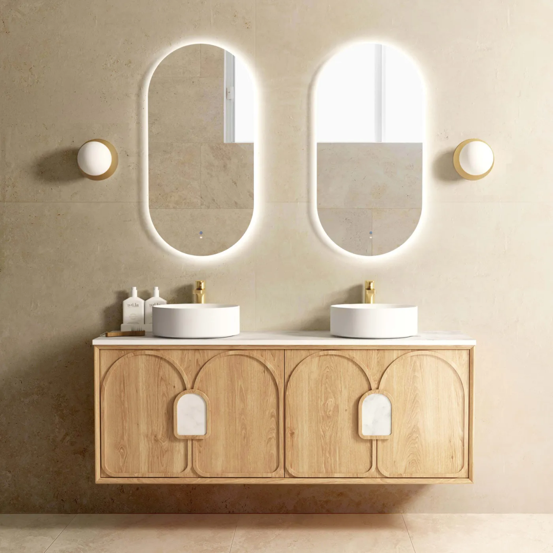 Otti Laguna Mk Ii 1500 Natural Woodland Oak W/H Vanity C/W U/Mount Carrara Marble Top & Basin