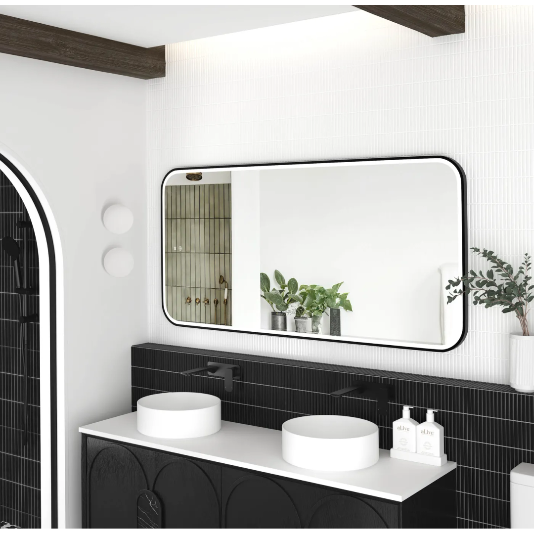 Otti Led Newport 1500X750 Black Metal Frame Mirror