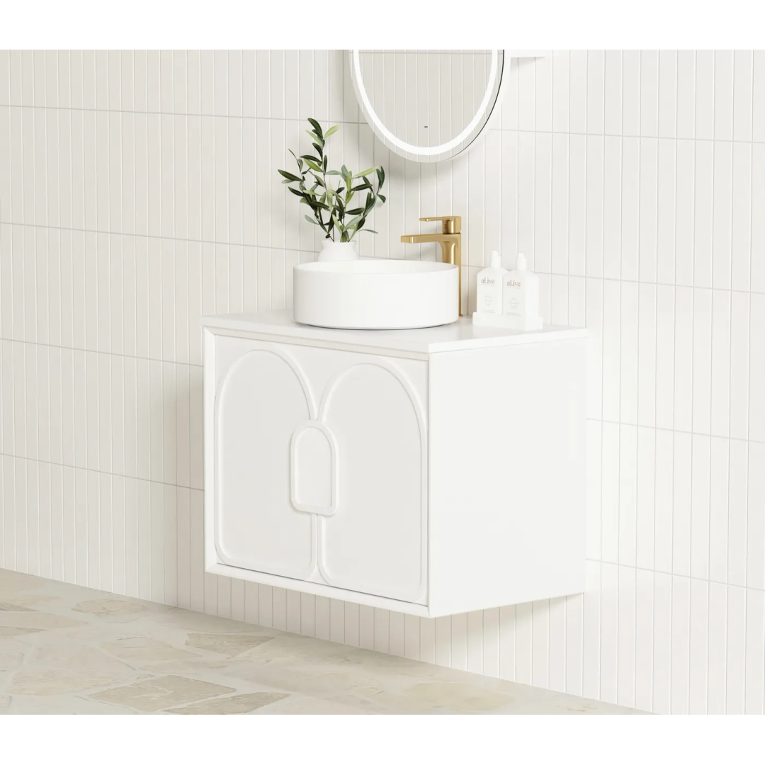 Otti Laguna Mk Ii 600 Matte White Wall Hung Vanity With Pure White Top