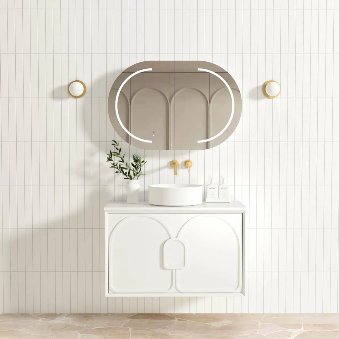 Otti Laguna Mk Ii 900 Matte White Wall Hung Vanity With Ceramic Top