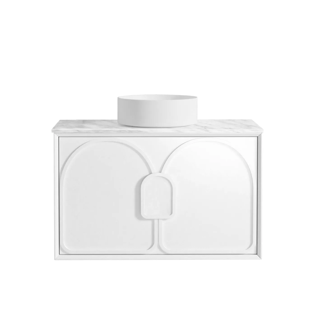 Otti Laguna Mk Ii 900 Matte White Wall Hung Vanity With Ceramic Top