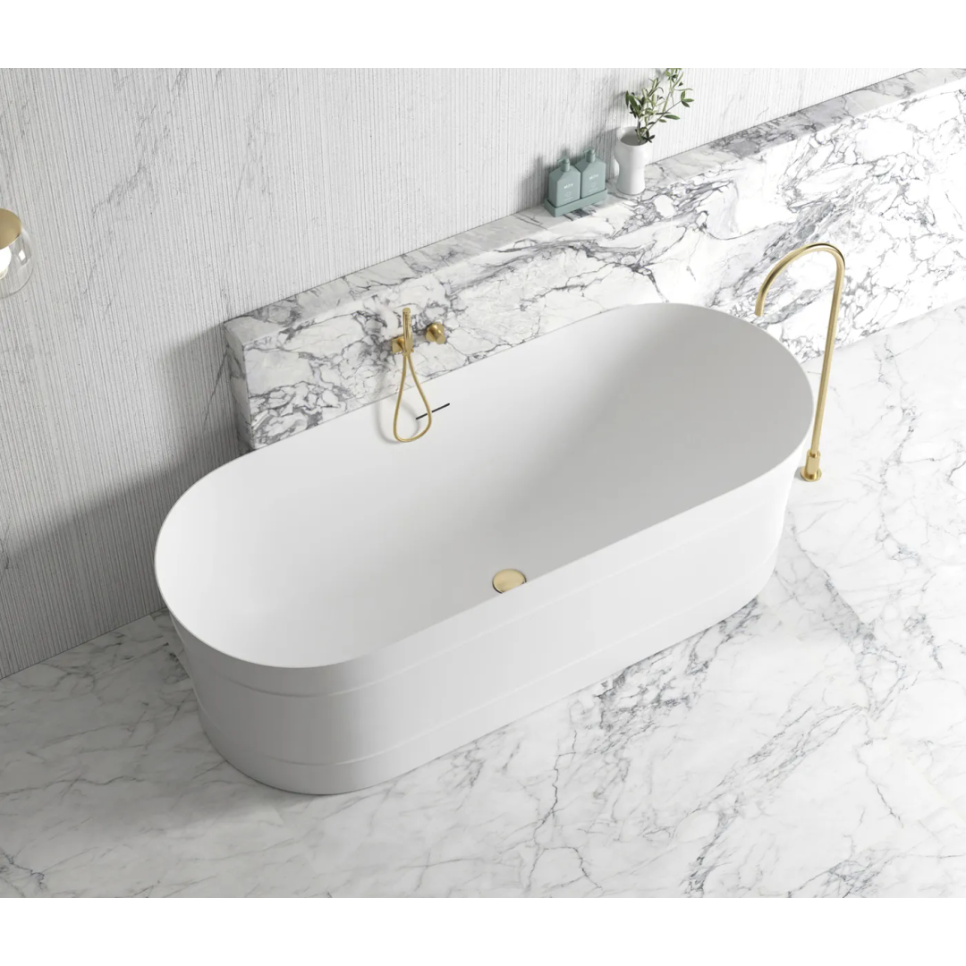 Otti Attica Bondi 1700X800X580 Matte White Freestanding Bath With Overflow.