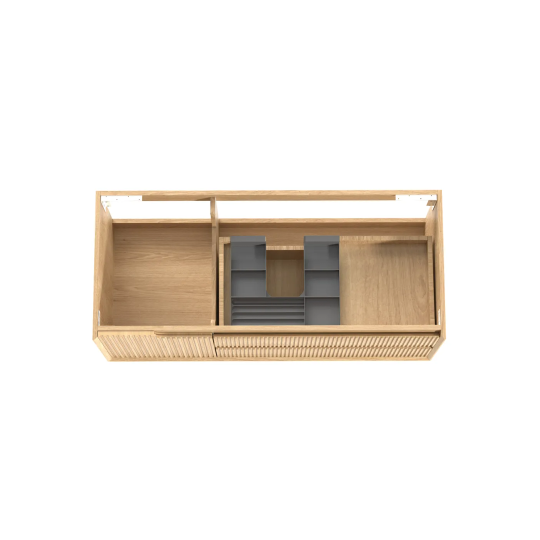 Otti Byron Fluted 1200Mm Woodland Oak Wall Hung Vanity With Ceramic Top