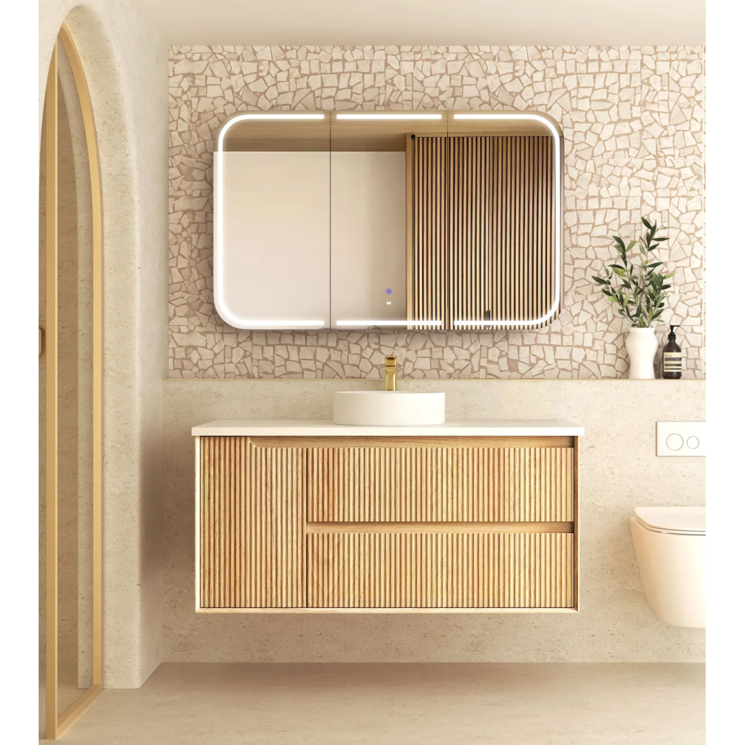 Otti Byron Fluted 1200Mm Woodland Oak Wall Hung Cabinet Only
