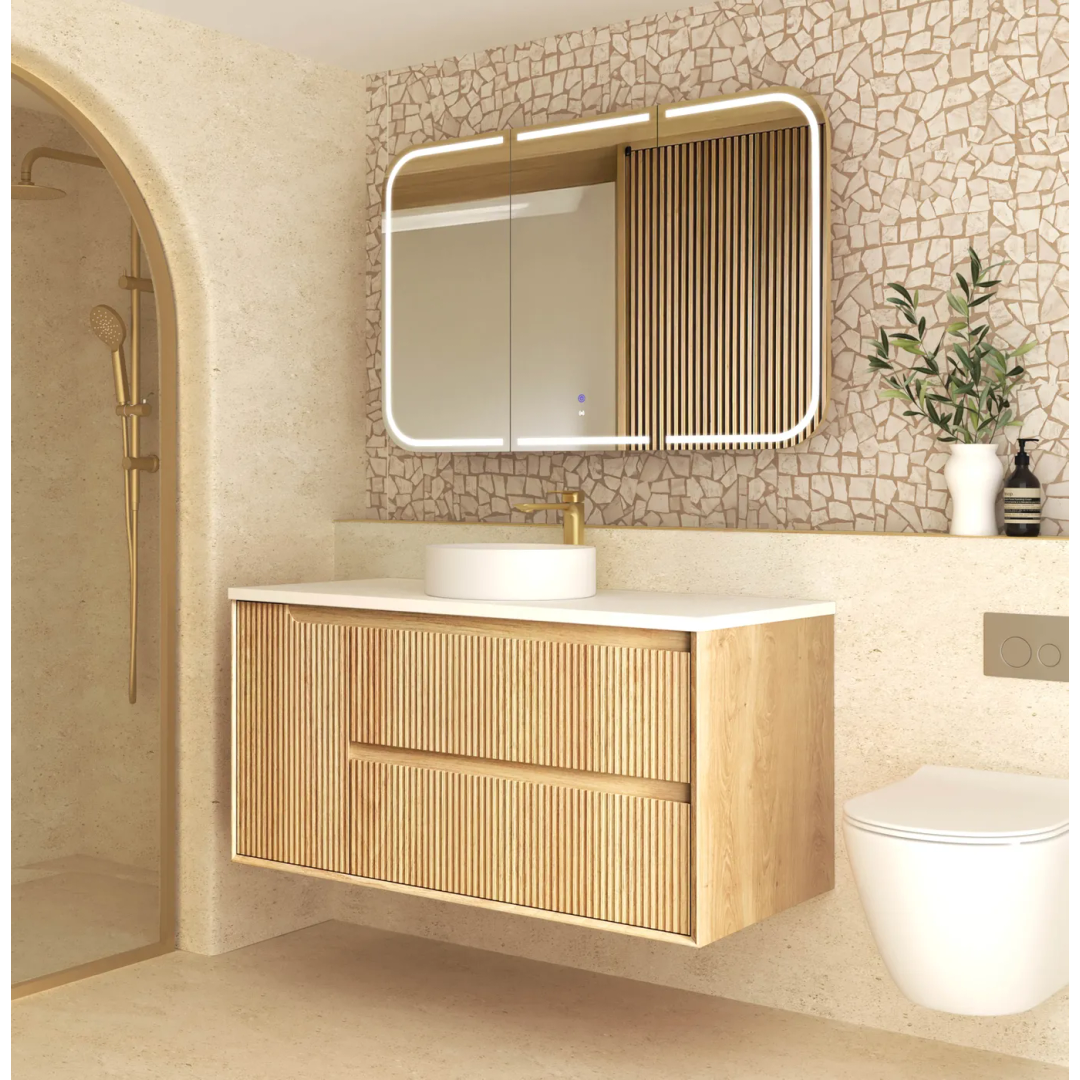 Otti Byron Fluted 1200Mm Woodland Oak Wall Hung Cabinet Only