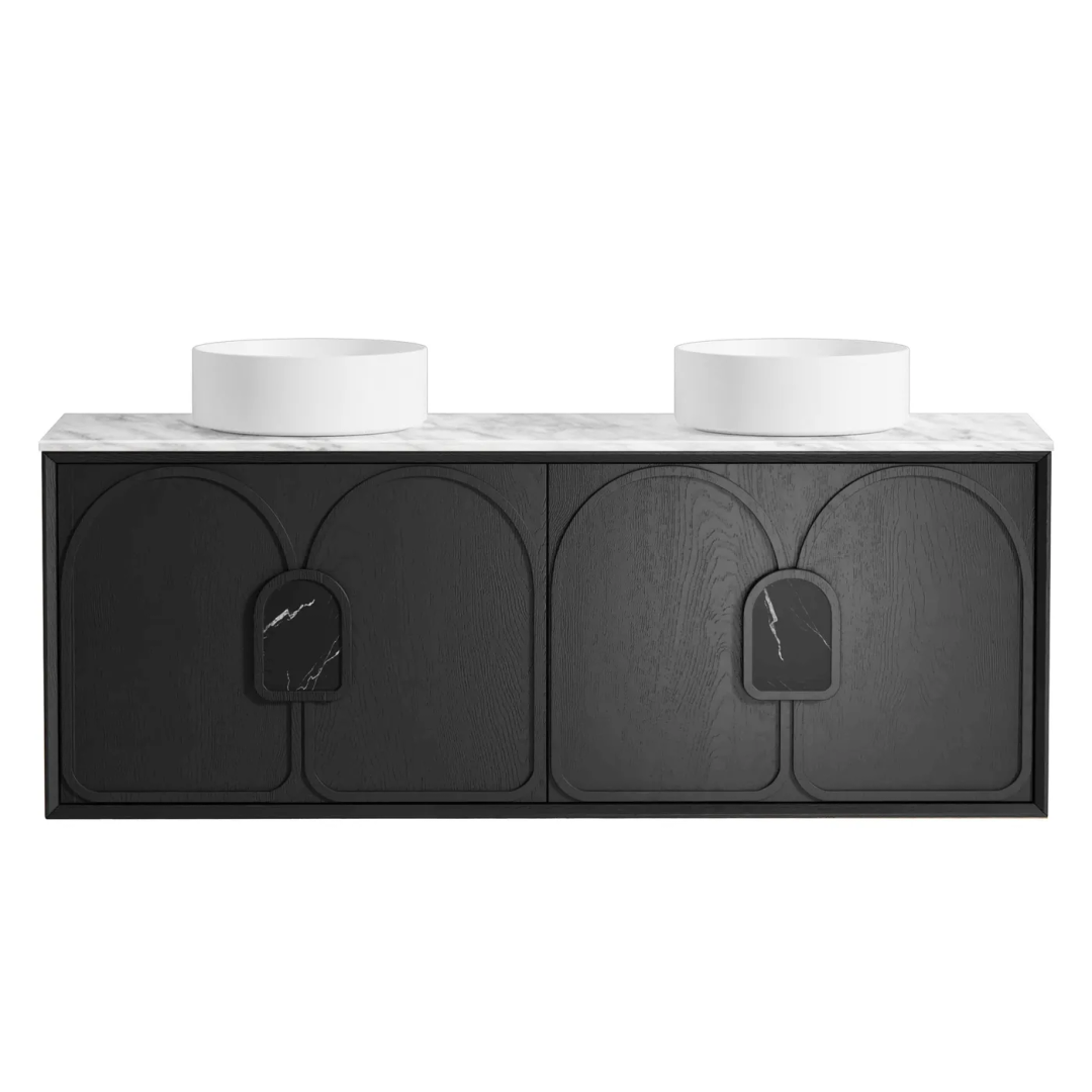 Otti Laguna Mk Ii 1500 Black Oak Wall Hung Vanity With Matte White Top