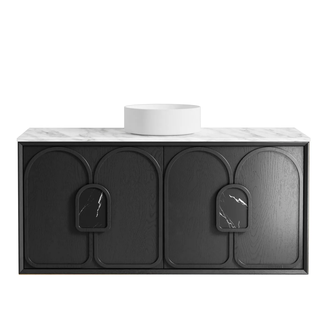 Otti Laguna Mk Ii 1200 Black Oak Wall Hung Vanity With Pure White Top