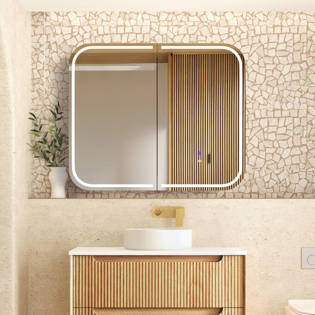 Otti Led Newport 900X750 Natural Oak Shaving Cabinet - Premium Edition