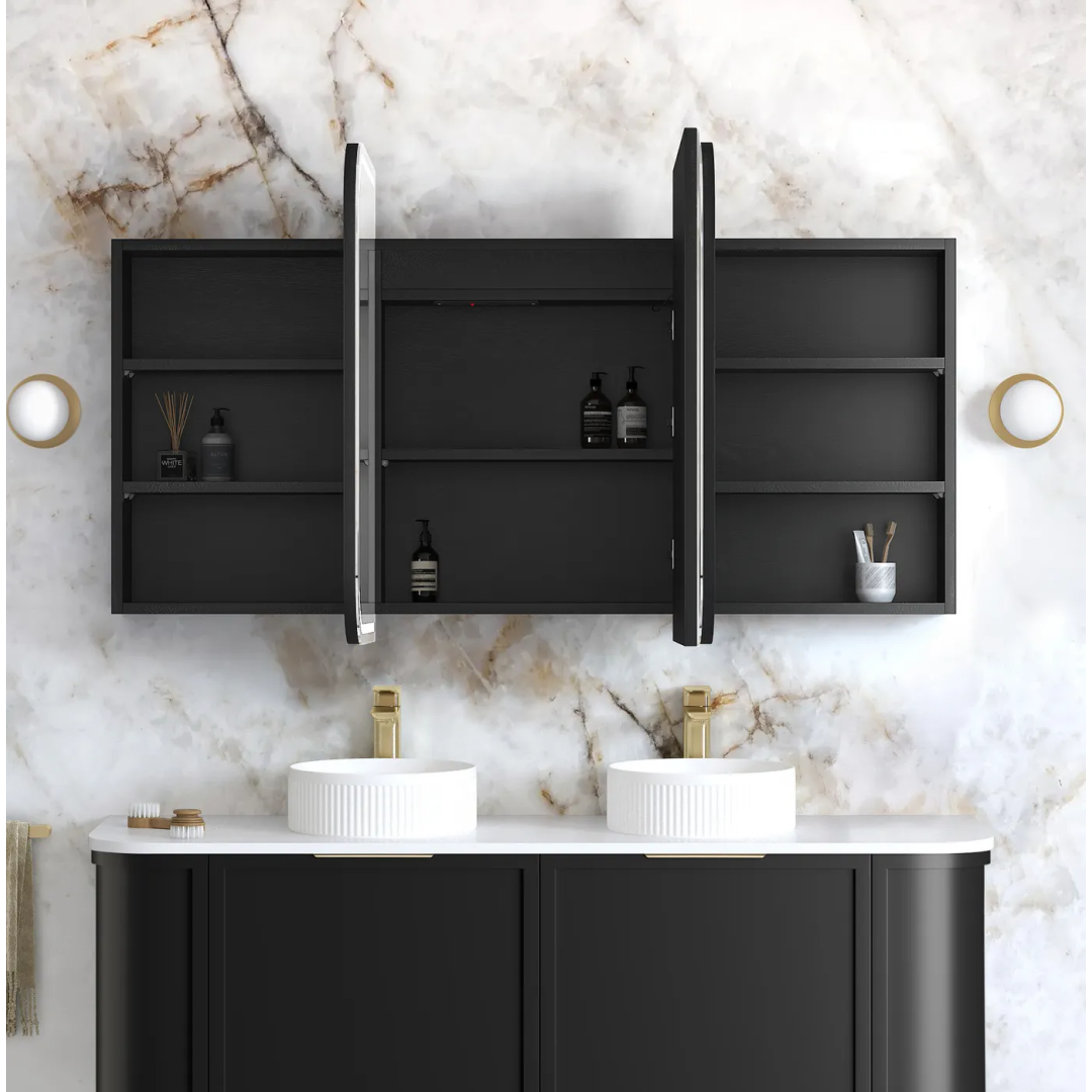 Otti Led Newport 1500X750 Black Oak Shaving Cabinet - Premium Edition