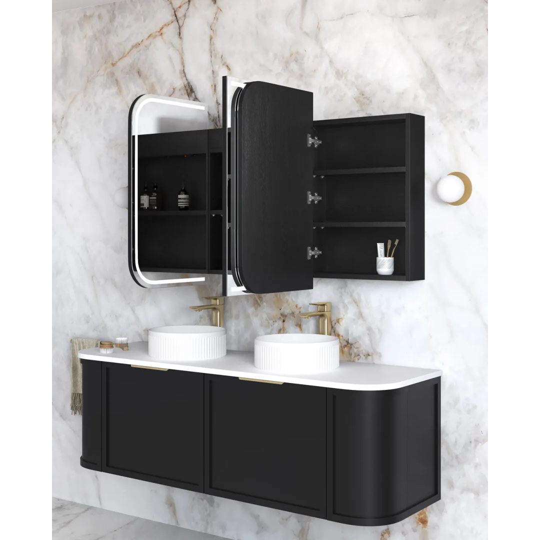 Otti Led Newport 1500X750 Black Oak Shaving Cabinet - Premium Edition