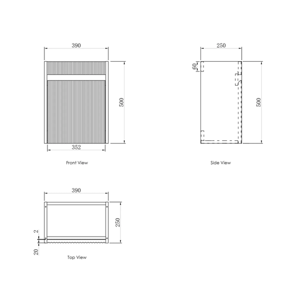 Otti Mini Ensuite Vanity 400Mm Matte White Fluted Vanity (With Basin)