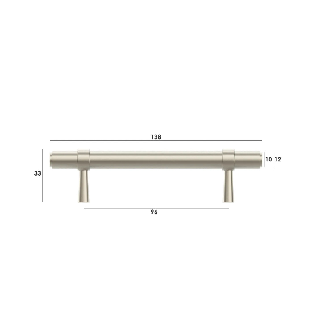 Otti Astor - 96/138Mm Brushed Nickel Handle (96Mm Hole To Hole ; 138Mm Total Length)
