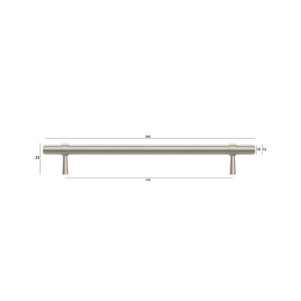 Otti Astor - 192/240Mm Brushed Nickel Handle (192Mm Hole To Hole ; 240Mm Total Length)