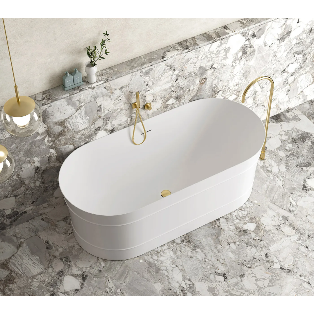Otti Attica Bondi 1500X800X580 Matte White Freestanding Bath With Overflow.