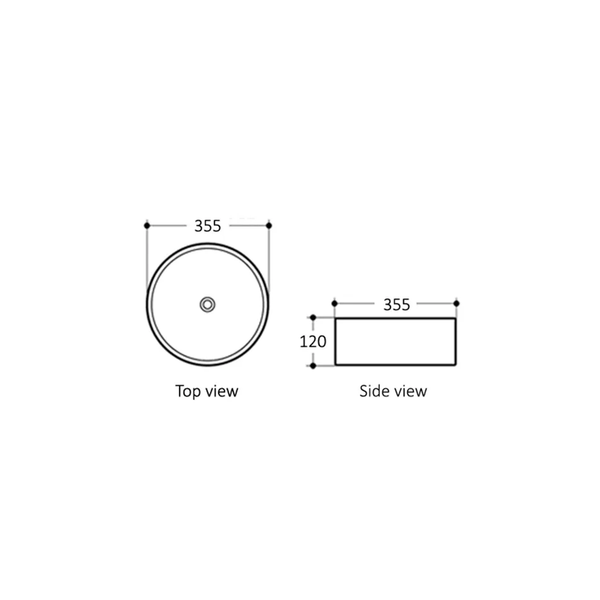Otti Artis 88 Above Counter Round Basin Nth Carbon Grey Fine Ceramic 355mm