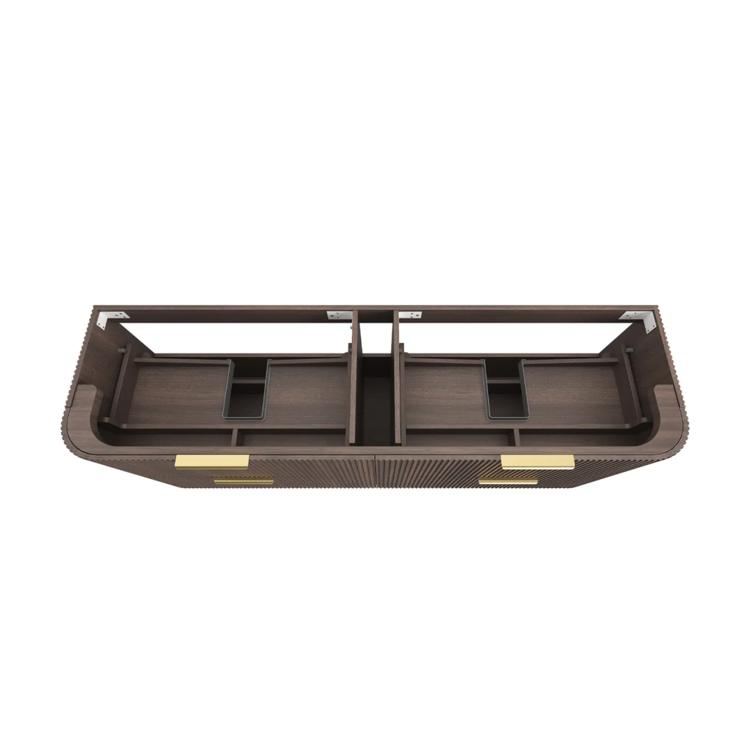Otti Havana 1800 Sable Walnut Fluted Wall Hung Curve Vanity With Pure White Top