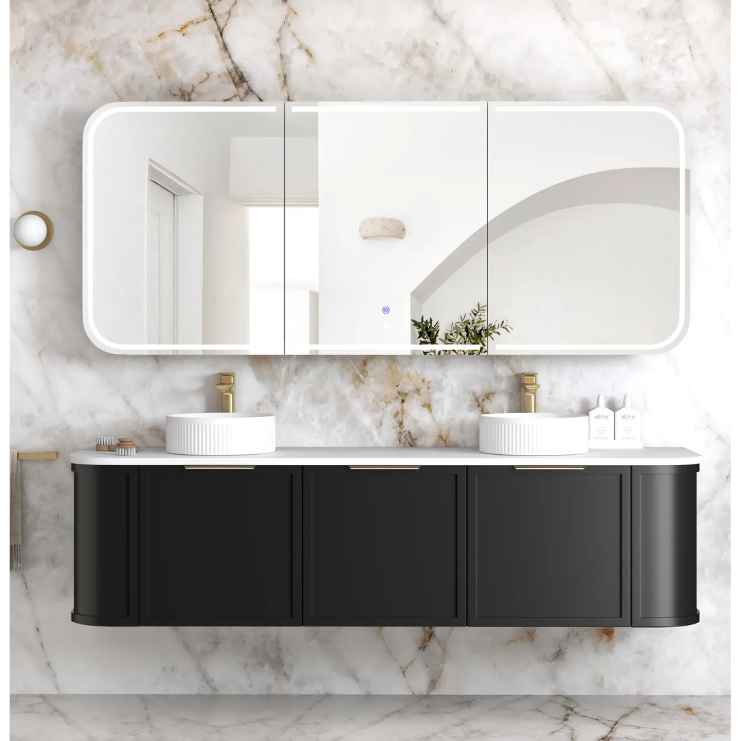 Otti Led Newport 1800X750 Black Oak Shaving Cabinet - Premium Edition