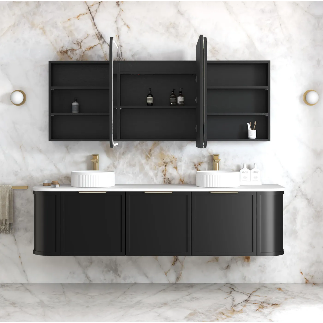 Otti Led Newport 1800X750 Black Oak Shaving Cabinet - Premium Edition