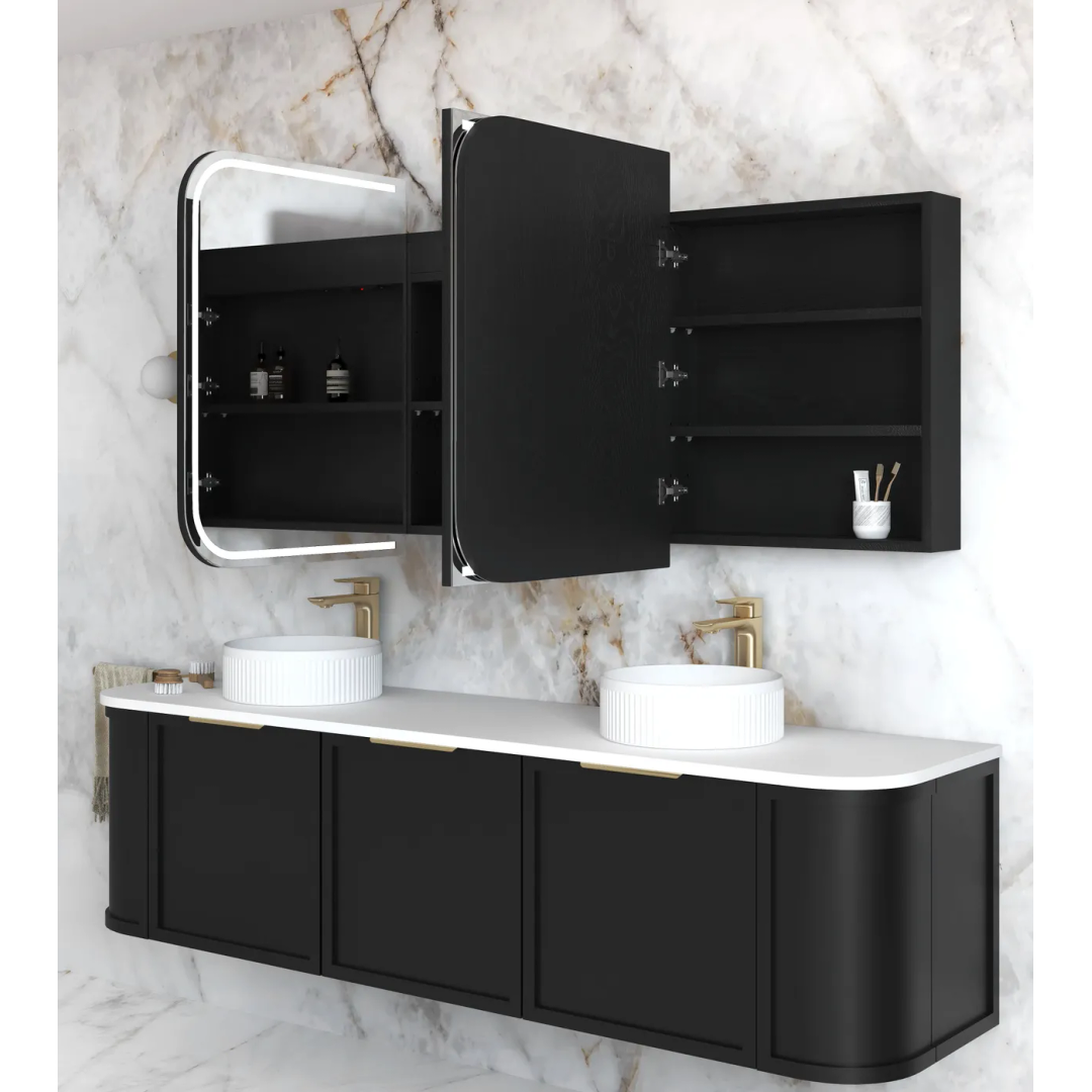 Otti Led Newport 1800X750 Black Oak Shaving Cabinet - Premium Edition