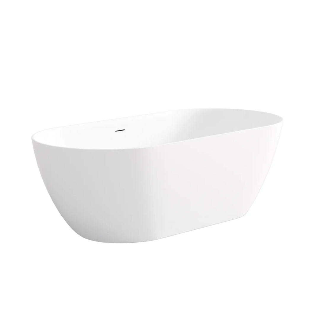 Otti Attica Manolo 1530 Matte White Freestanding Bath With Overflow
