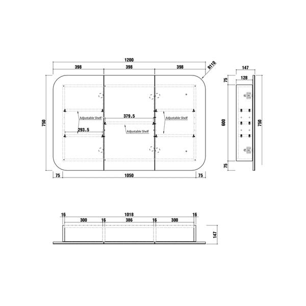 Otti Newport 1200X750 White Shaving Cabinet