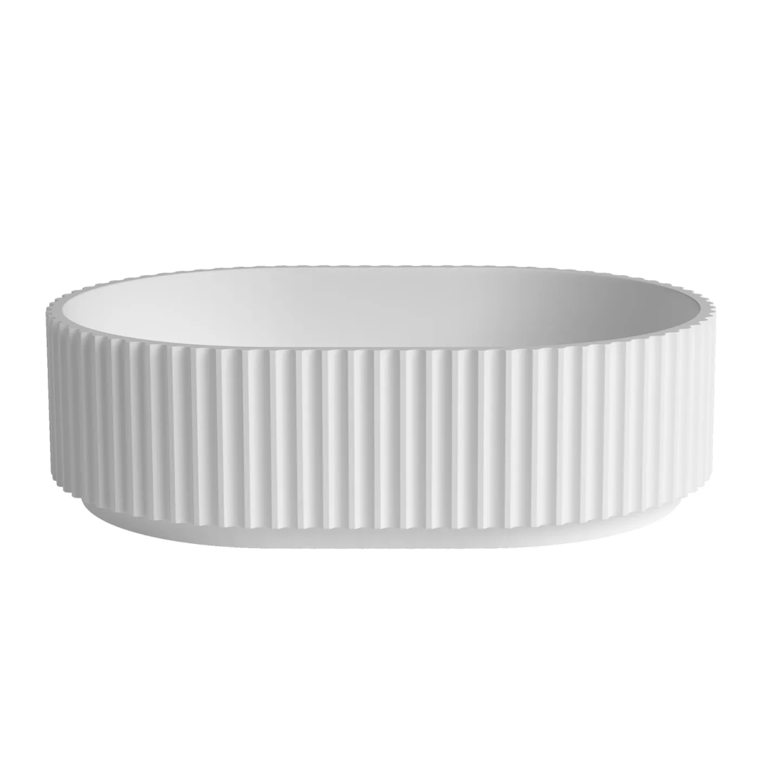 Otti Celine Oval Fluted Solid Surface 480X345X140 Matte White Basin Nf
