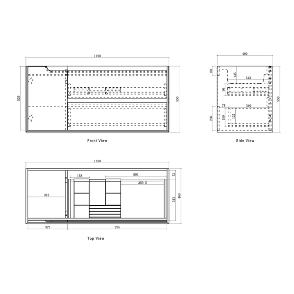 Otti Byron 1200Mm Sable Walnut Wall Hung Cabinet