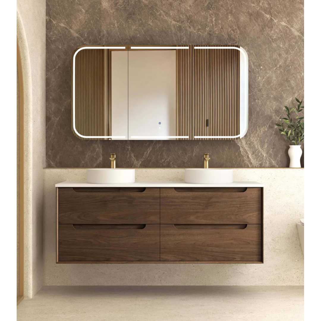 Otti Byron 1500Mm Sable Walnut Wall Hung Vanity With Ceramic Top