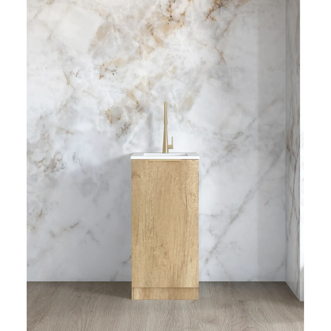 Otti Mini Laundry 430Mm Byron/Bondi Natural Oak With Pure White Top