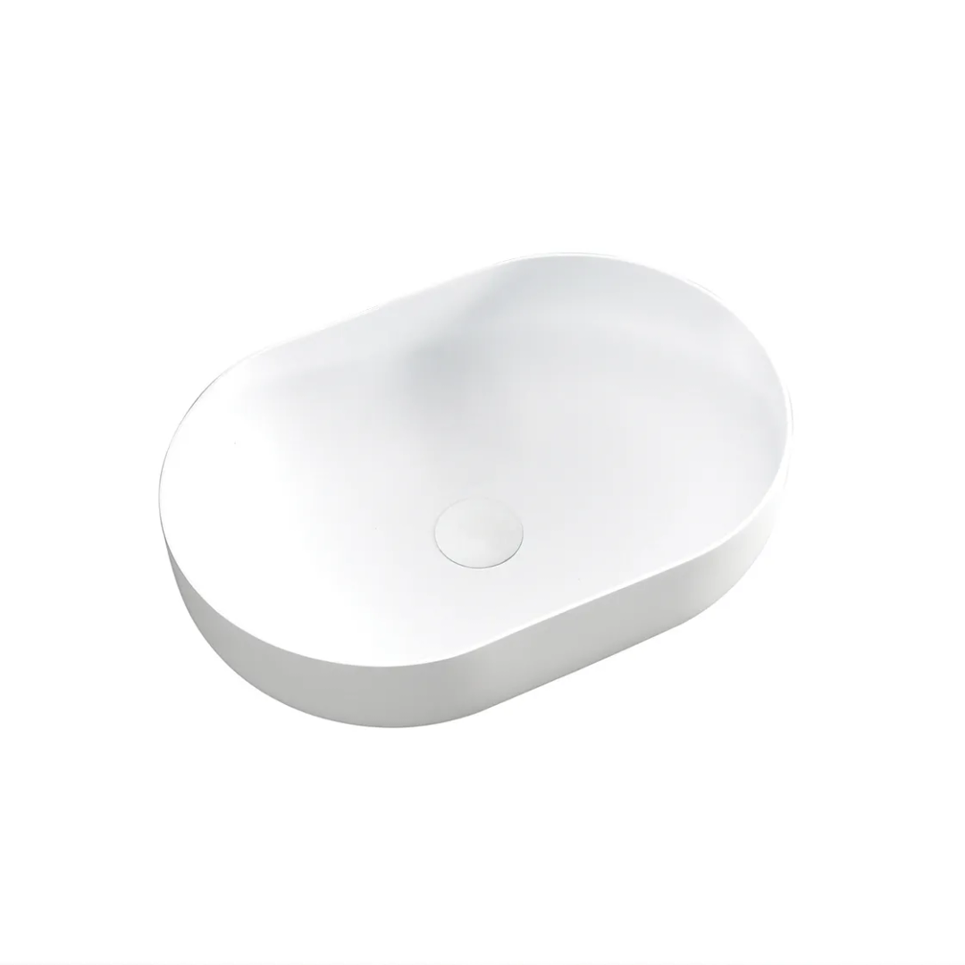 Otti Matte White Portofino Solid Surface Basin 500 X 350 X 135 Mm (No Overflow)