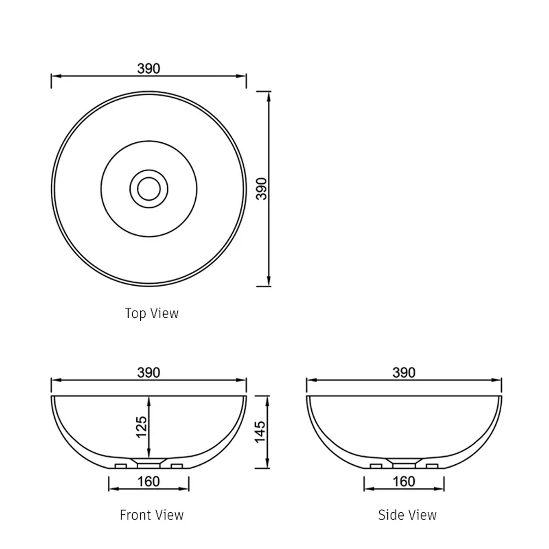 Otti Matte White Solid Surface Basin 390X390X145