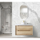 Otti Byron 900 Natural Oak Plywood Vanity With Carrara Stone Top 12 O'Clock Taphole