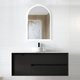 Otti Byron 1200 Black Oak Plywood Vanity With Carrara Stone Top 12 O'Clock Taphole
