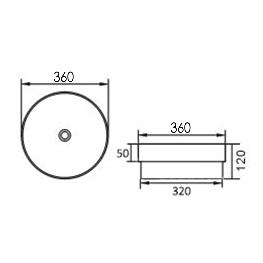 OTTI RADIUM SEMI INSET MATT WHITE BASIN 360X360X120