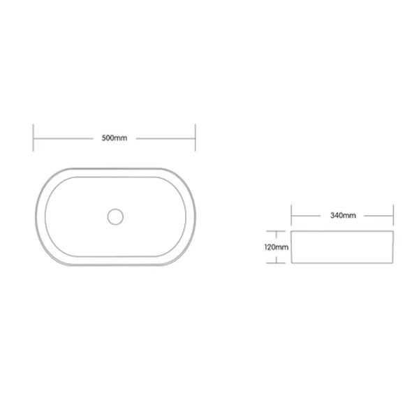 Otti Oval Basin 500X340 Gloss White & Matte Black