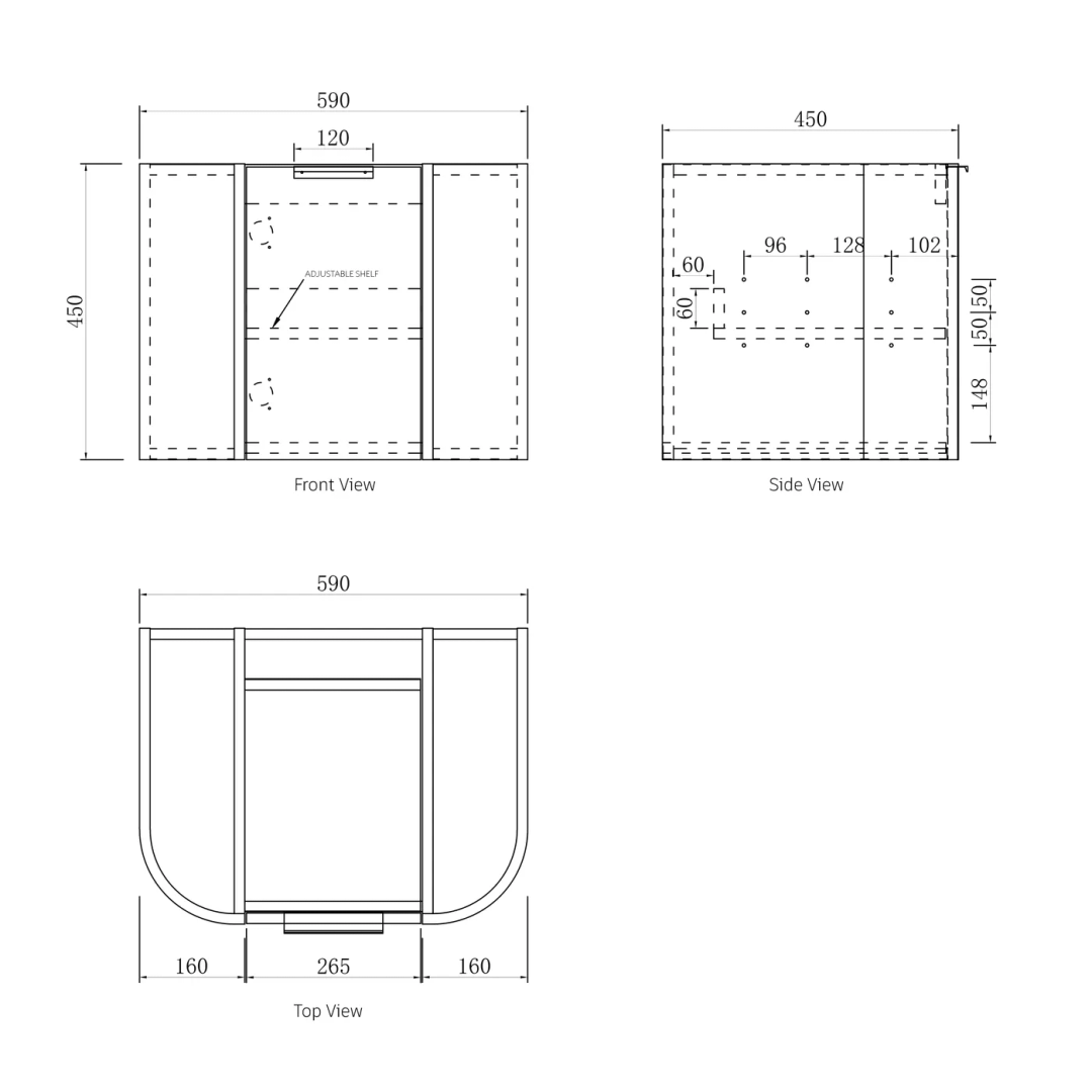 Otti Bondi 750X460X450 W/Hung Black Oak Vanity With Natural Carrara & Gold Handle 200Mm