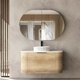 Otti Bondi 900X460X450 W/Hung Natural Oak Vanity With Pure White & Black Handle