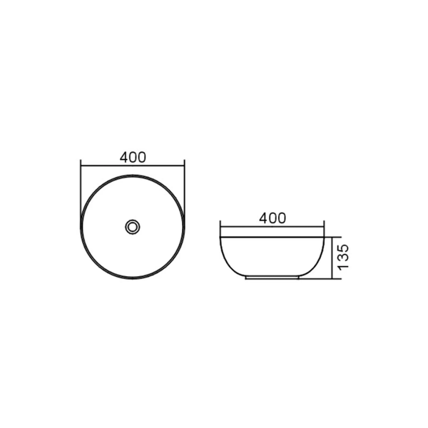 Otti Above Counter Basin Ultra Slim Gloss White Fine Ceramics 405*405*135