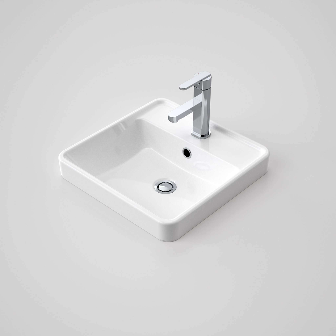 Caroma Carboni II Inset Basin White 1 Tap Hole