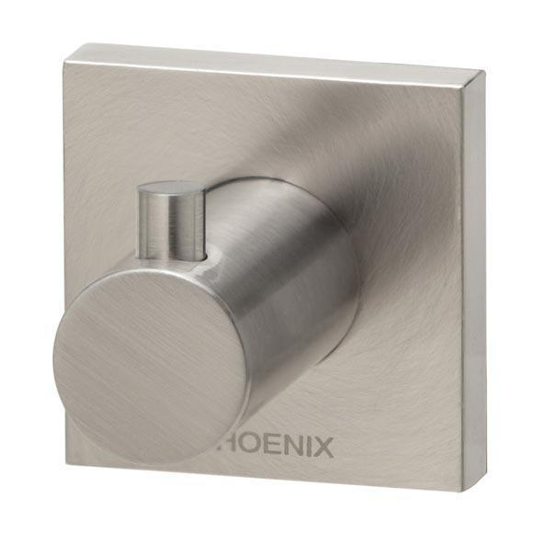 Phoenix Radii Robe Hook Square Plate-Brushed Nickel