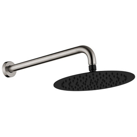 Fienza Kaya Shower Arm Set Brush Nickel With Matte Black Head