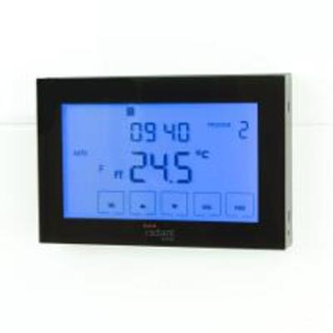 Radiant Glass Fronted Touch Screen Thermostat Horizontal Mounted Black Gtsb-Th-H