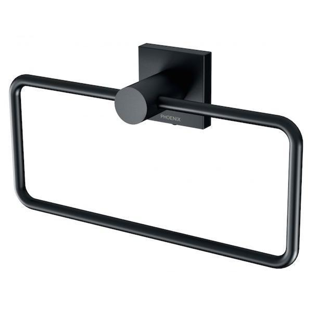 Phoenix Radii Hand Towel Holder Square Plate-Matte Black