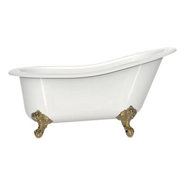 V+A Shropshire Freestanding Bath Polished Brass Ball & Claw Feet 1537mm