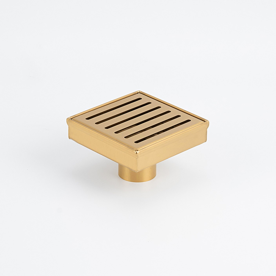 Radiant Slotted Square Shower Grate 100Mm X 74Mm Outlet Brushed Gold